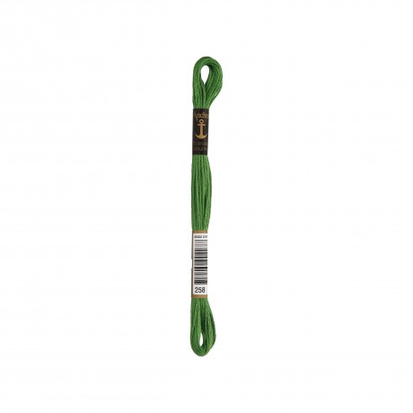 Meada de linha de bordar Anchor Stranded Cotton, filosele cor 258 verde Meada de linha de bordar Anchor Stranded Cotton, filosele cor 258 verde